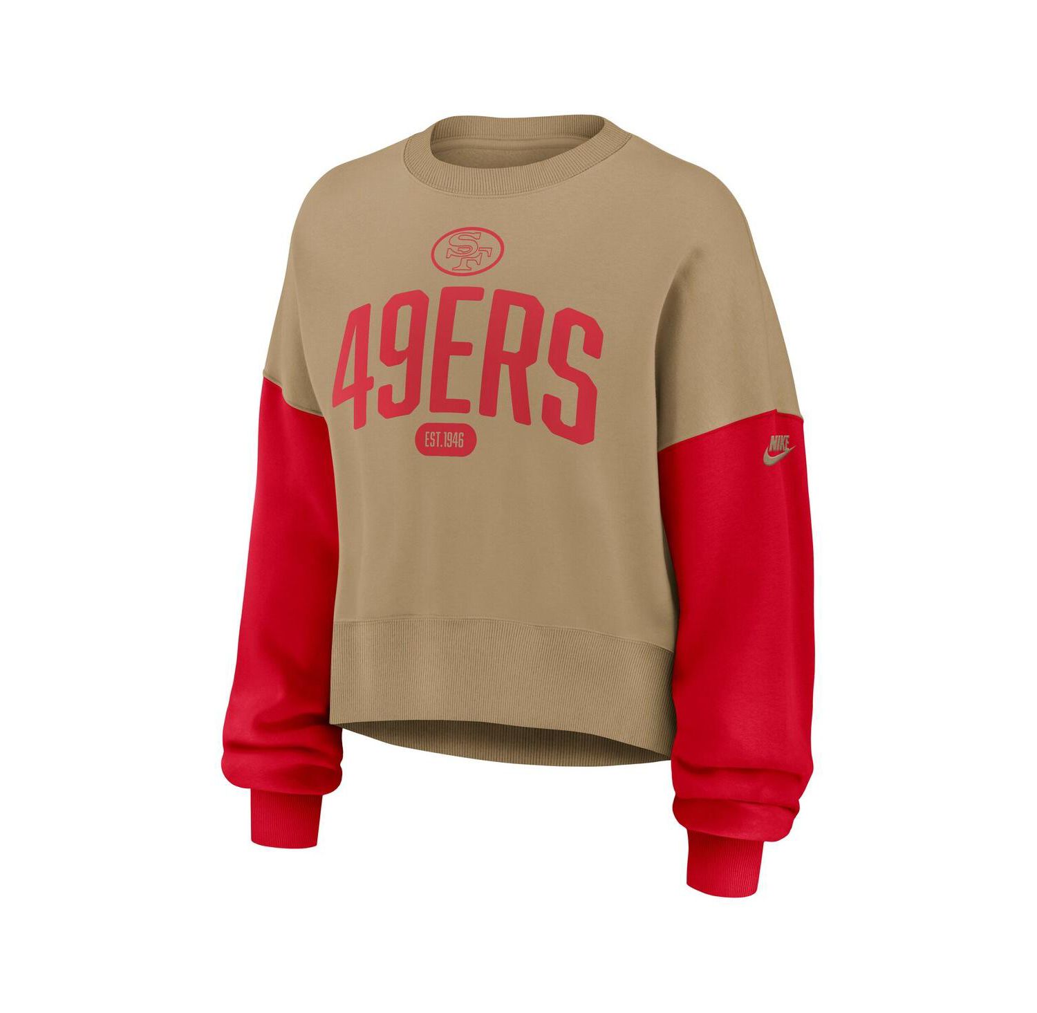 Women's Tan San Francisco 49ers Oversized Rewind Pullover Sweatshirt