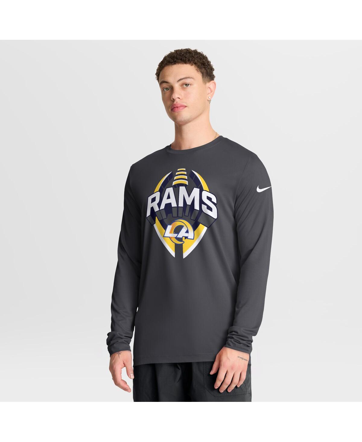 Nike Men's Anthracite Los Angeles Rams Primetime Legend Icon Performance Long Sleeve T-Shirt - Anthracite