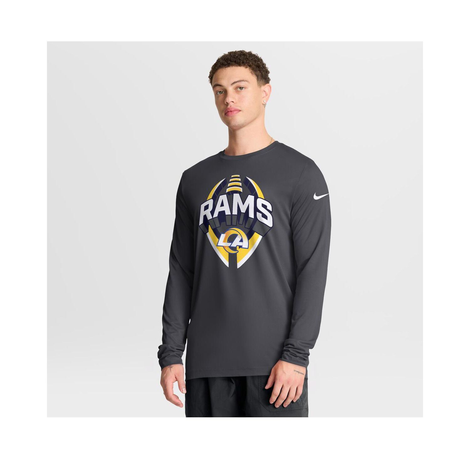 Men's Anthracite Los Angeles Rams Primetime Legend Icon Performance Long Sleeve T-Shirt