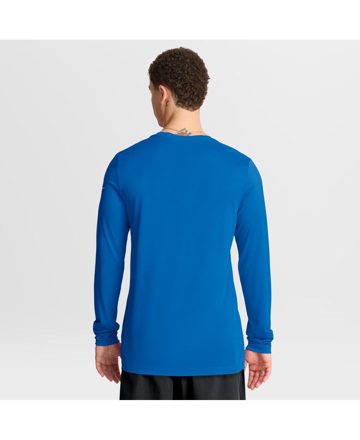 Nike Men's Blue Detroit Lions Primetime Legend Icon Performance Long Sleeve T-shirt In Blue