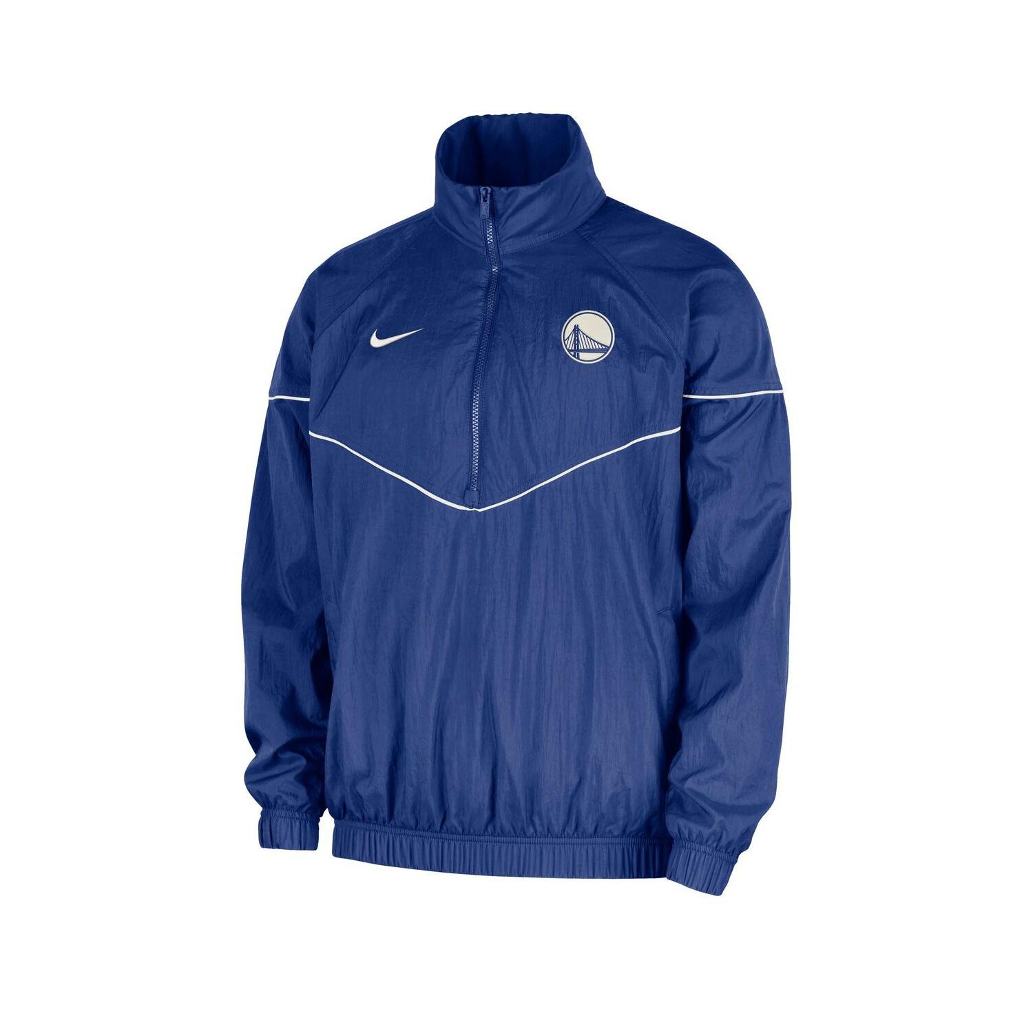 Men's Royal Golden State Warriors Courtside Wind Runner Woven Half-Zip Jacket