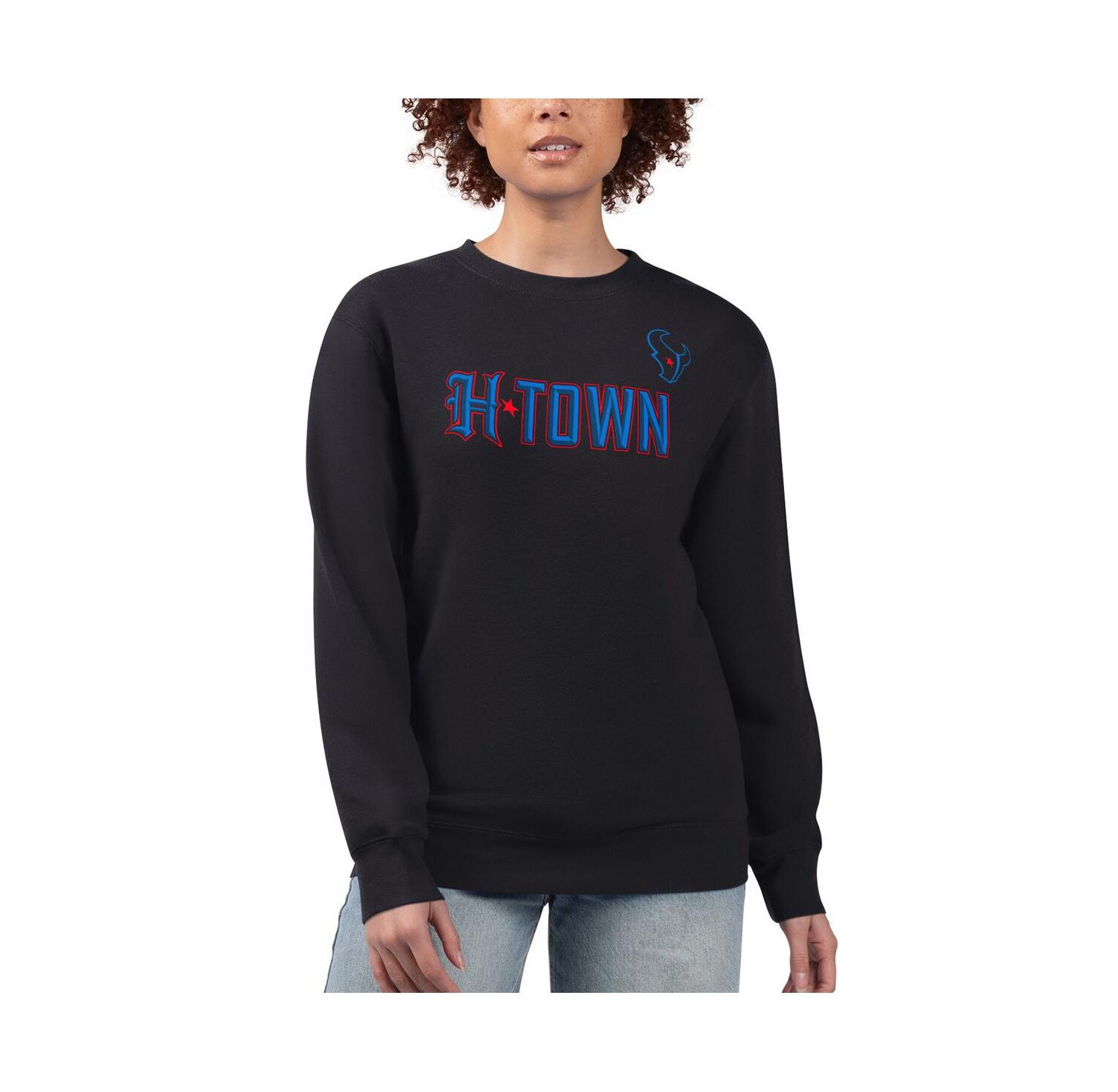 Women's Black Houston Texans H-Town Fleece Pullover Sweatshirt