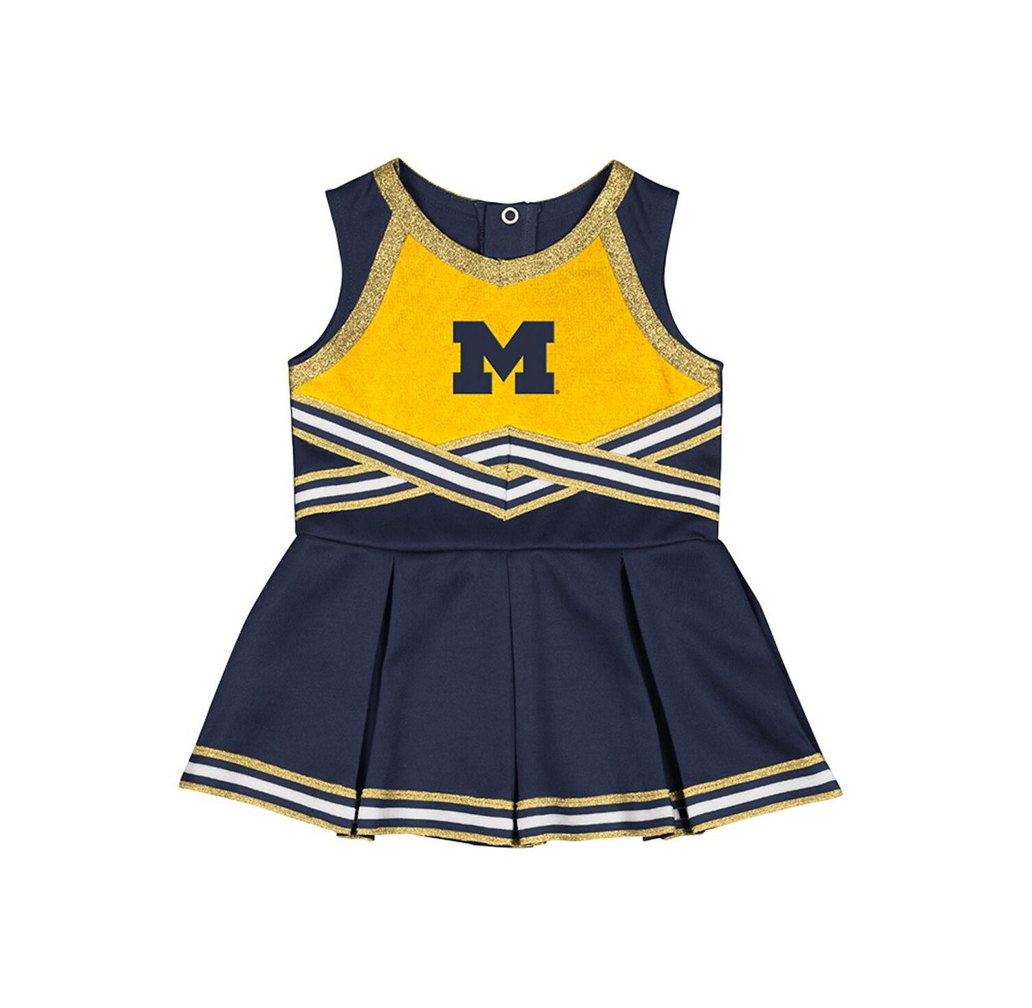 Girls Baby Boys and Girls Navy Michigan Wolverines Lollipop Park Cheer Dress
