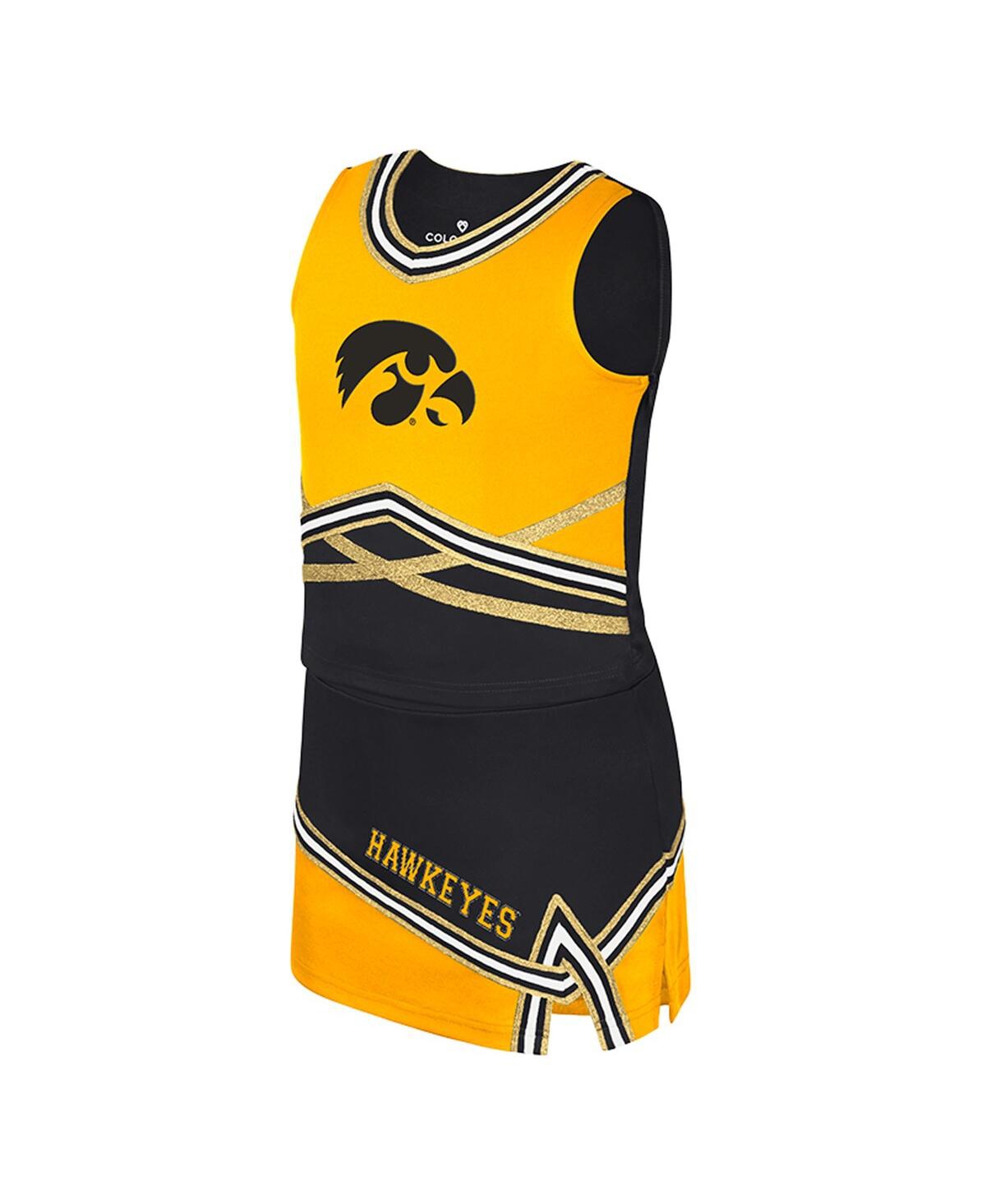 Colosseum Big Girls 2-piece Black Iowa Hawkeyes Lollipop Park Cheer Set In Multi