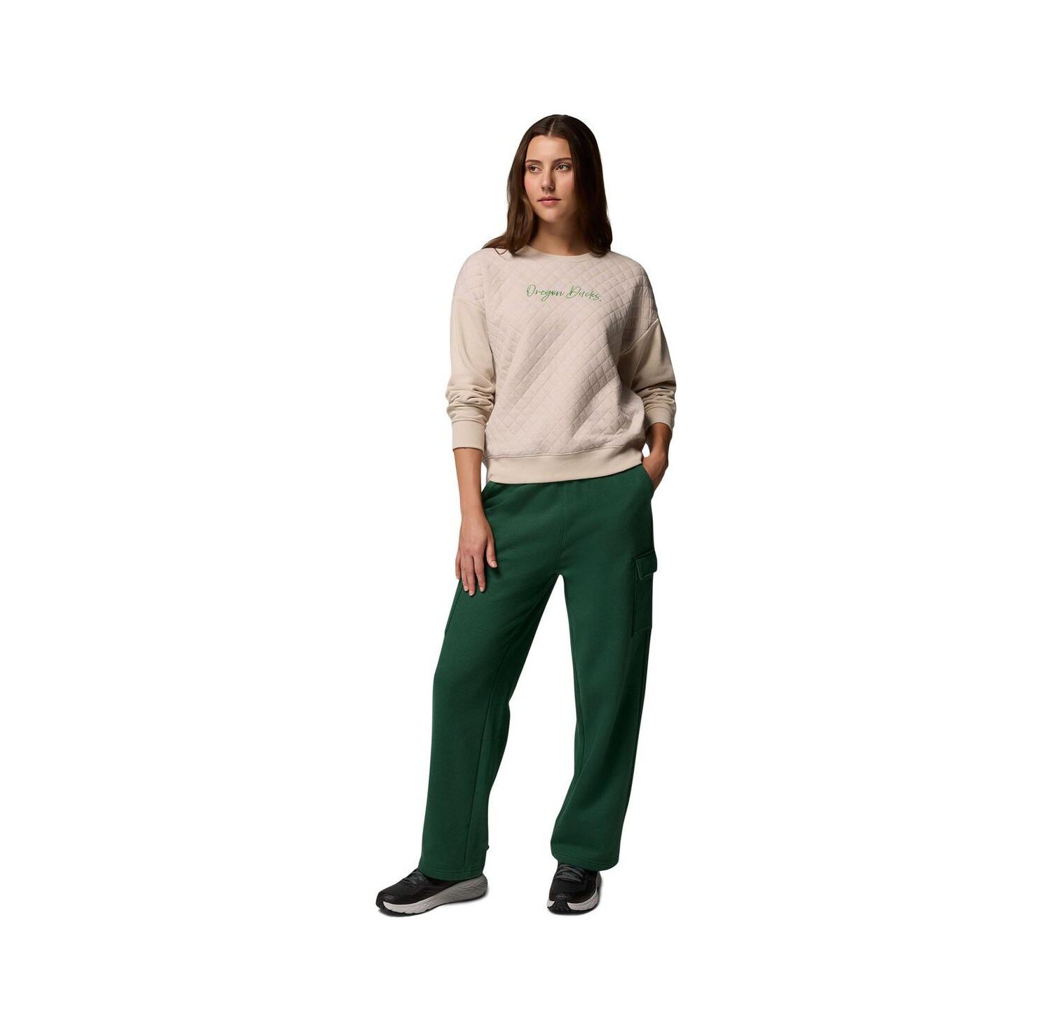 Women's Beige Oregon Ducks Collegiate Hart Mountain Quilted Sweatshirt
