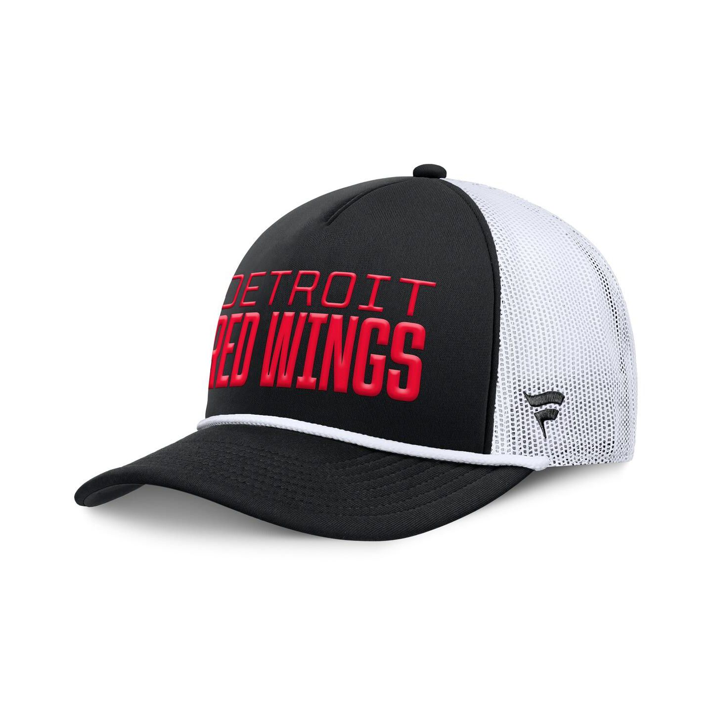 Мужская кепка Fanatics Black/White Detroit Red Wings Heritage Dutch A-Frame Trucker Adjustable Hat — фото 1