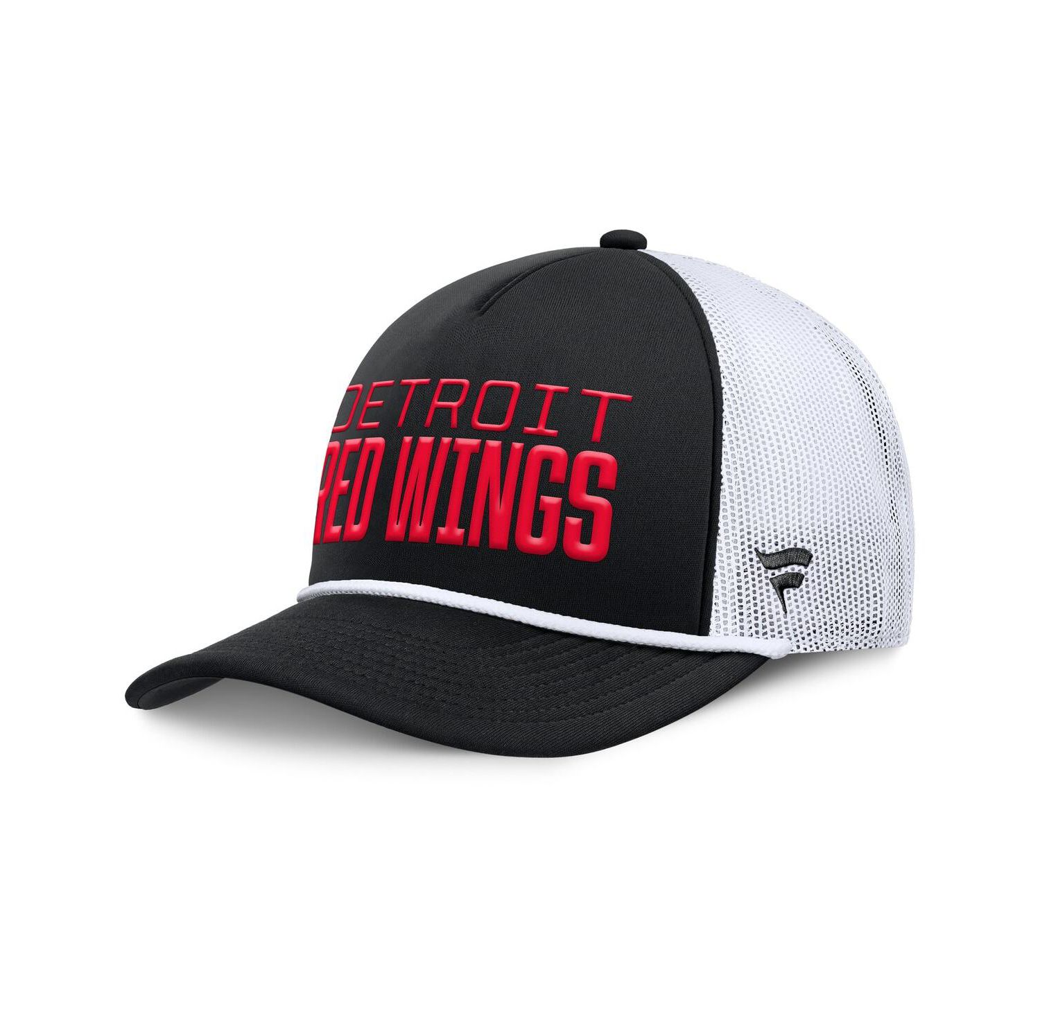 Men's Black/White Detroit Red Wings Heritage Dutch A-Frame Trucker Adjustable Hat