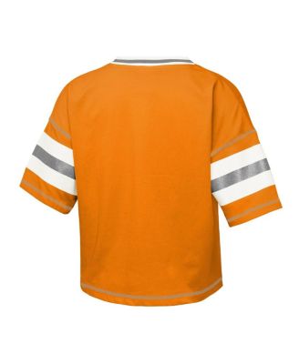 Big Girls Tennessee Orange Tennessee Volunteers Gridiron Jersey V-Neck T-Shirt