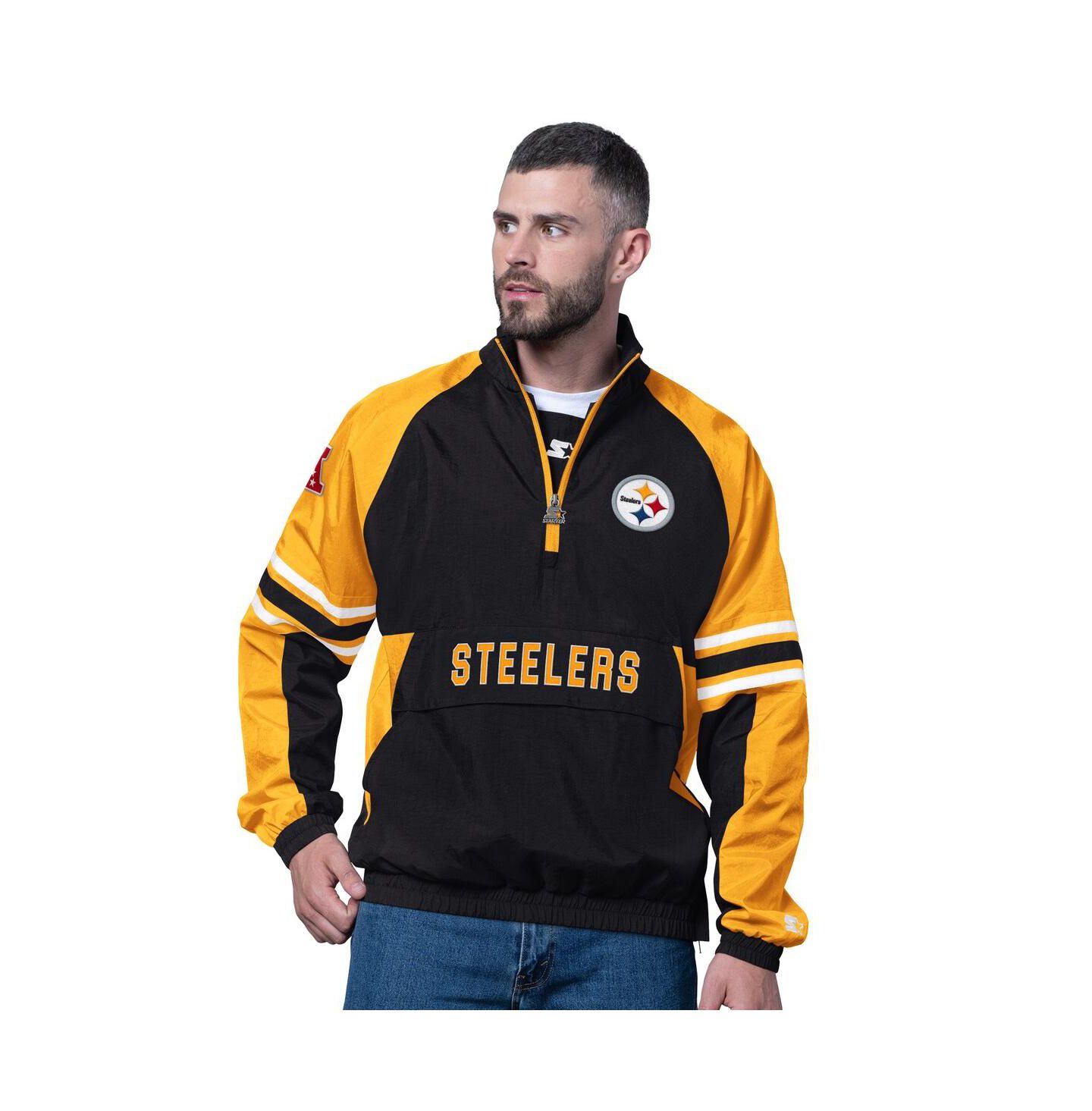 Мужская толстовка Starter Black Pittsburgh Steelers Prospect Half-Zip Pullover — фото 1