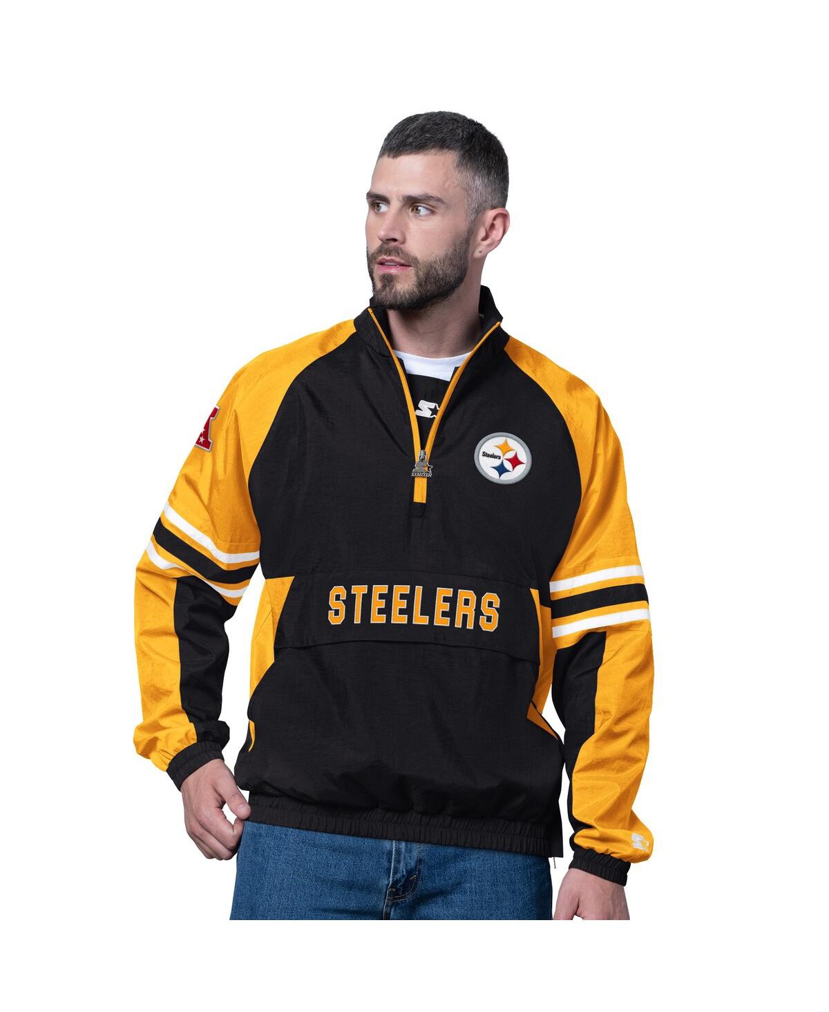 Starter Men's Black Pittsburgh Steelers Prospect Half-zip Pullover Sweatshirt In Black