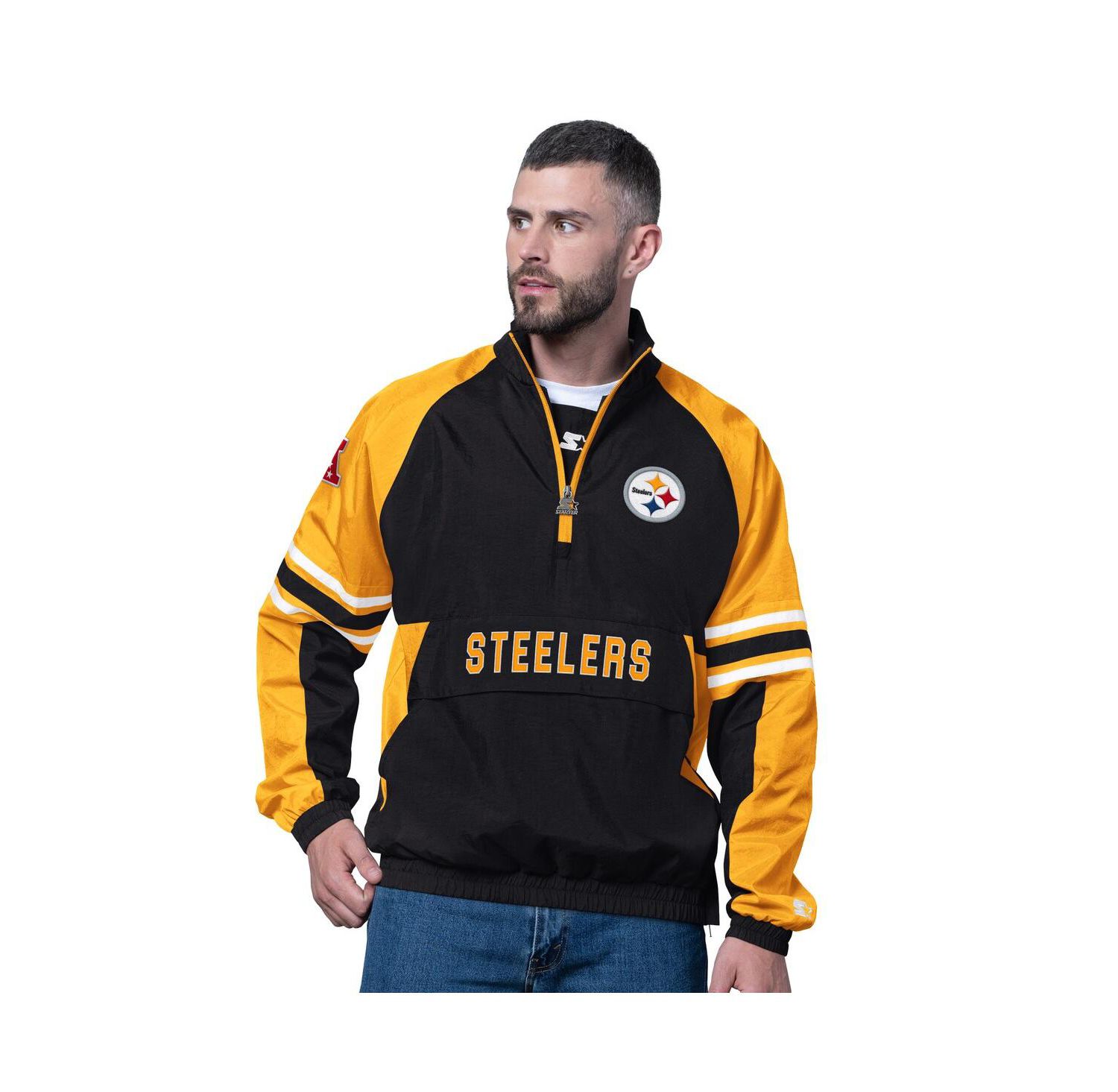 Men's Black Pittsburgh Steelers Prospect Half-Zip Pullover Sweatshirt