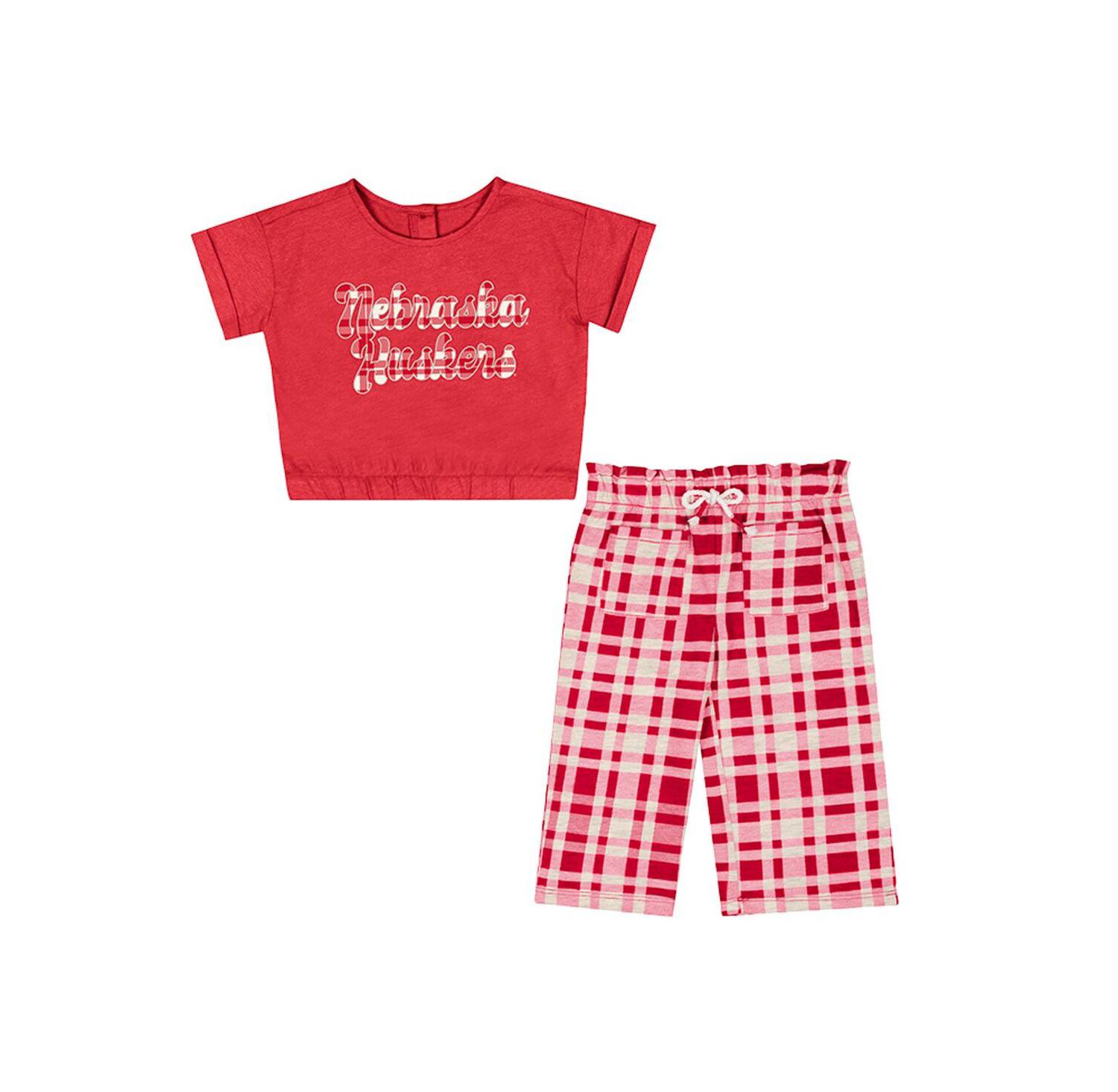 Baby Boys and Girls 2-Piece Scarlet Nebraska Huskers Sky Castle T-Shirt and Pants Set
