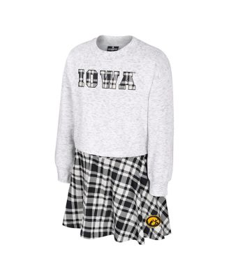Big Girls 2-Piece Gray Iowa Hawkeyes Marceline Plaid Skirt and Top Set