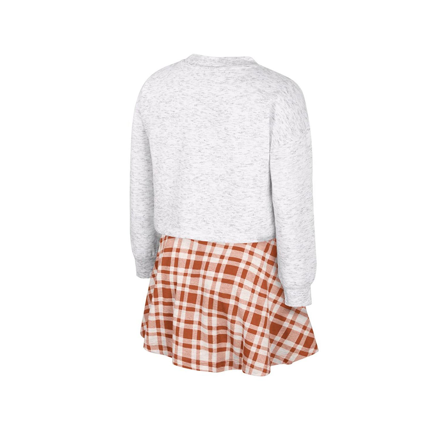 Big Girls 2-Piece Gray Texas Longhorns Marceline Plaid Skirt and Top Set