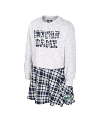Big Girls 2-Piece Gray Notre Dame Fighting Irish Marceline Plaid Skirt and Top Set