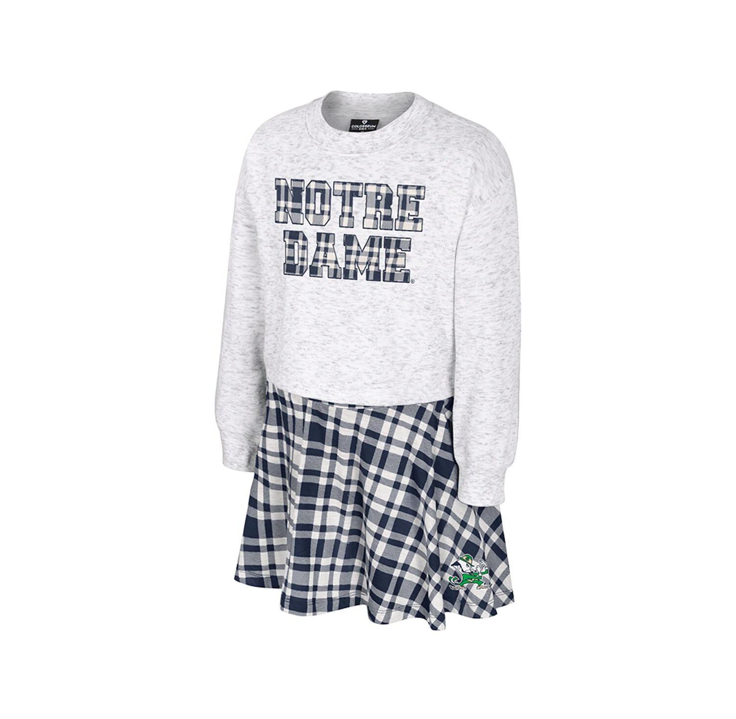 Big Girls 2-Piece Gray Notre Dame Fighting Irish Marceline Plaid Skirt and Top Set