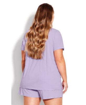 Women's Button Short Sleeve Sleep Top