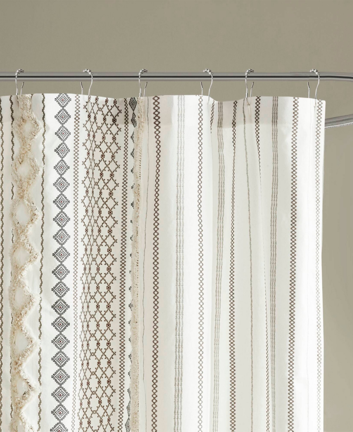 Ink+Ivy Imani Stripe Cotton Chenille Shower Curtain, 72" x