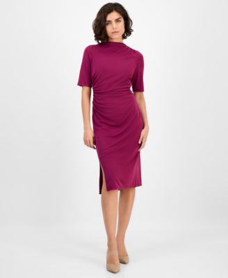 Women's Cowl-Neck Side-Ruched Dress