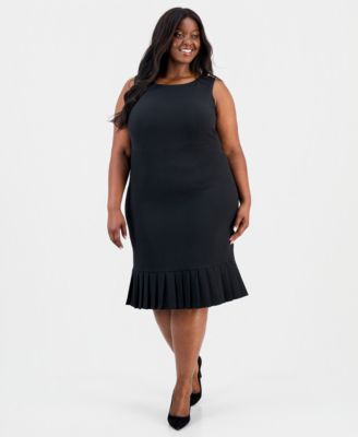 Kasper - Plus Size Sleeveless Pleated-Hem Sheath Dress