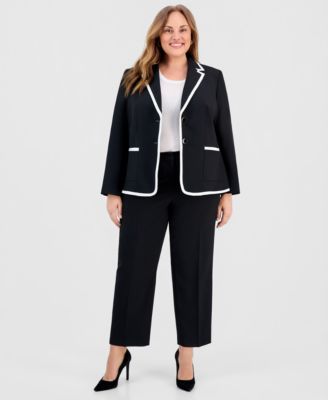 Plus Size Stretch Crepe Two-Button Blazer