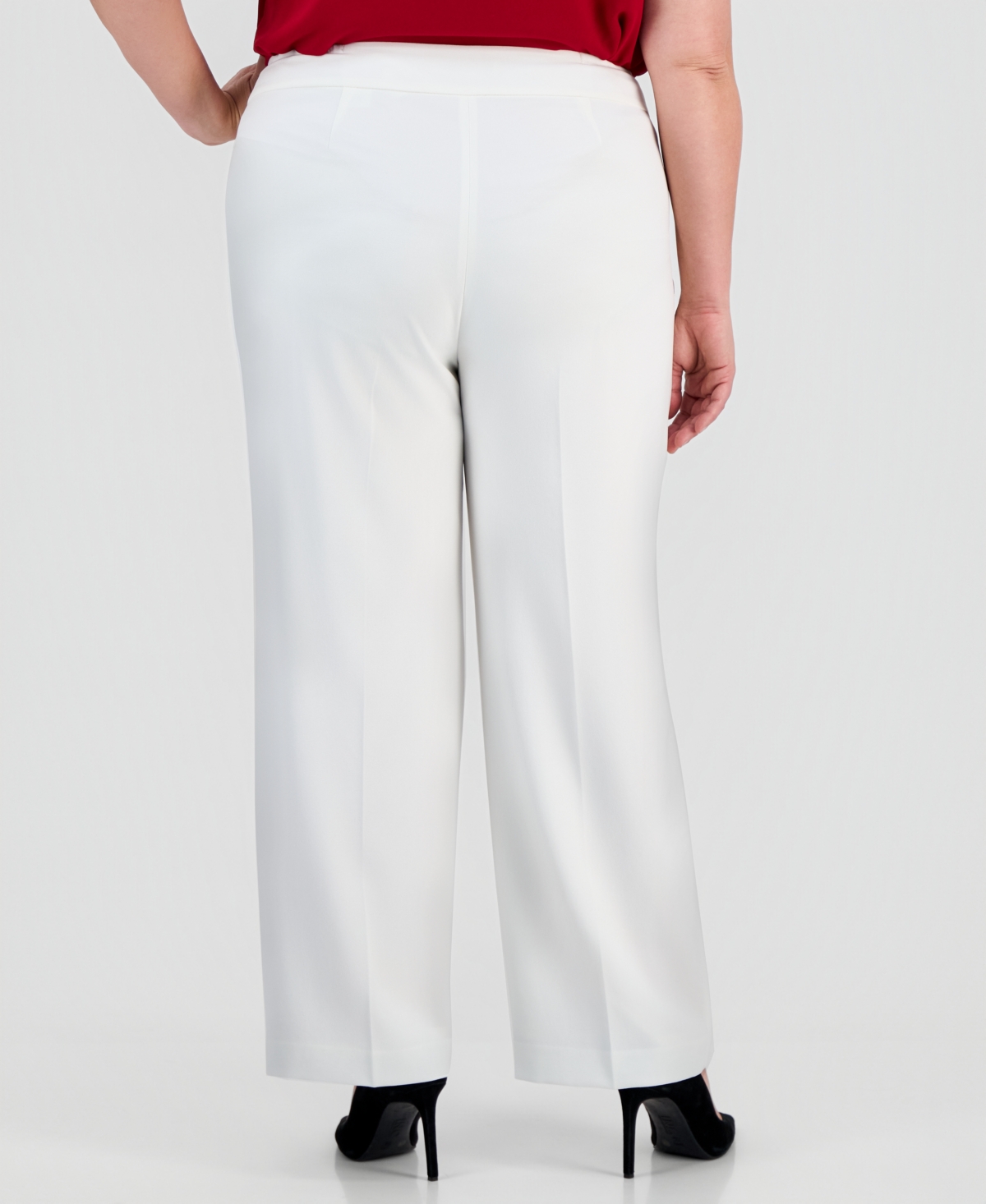 Kasper Plus Size High-rise Wide-leg Pants In White