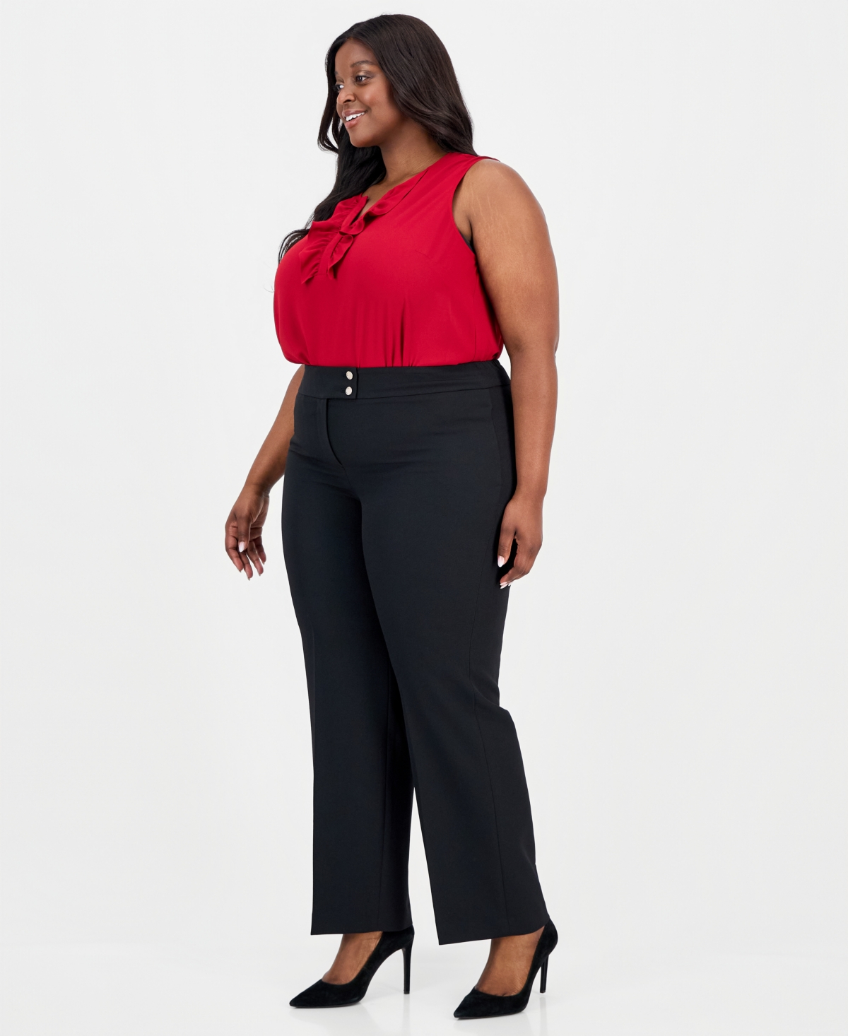 Kasper Plus High-Rise Wide-Leg Pants