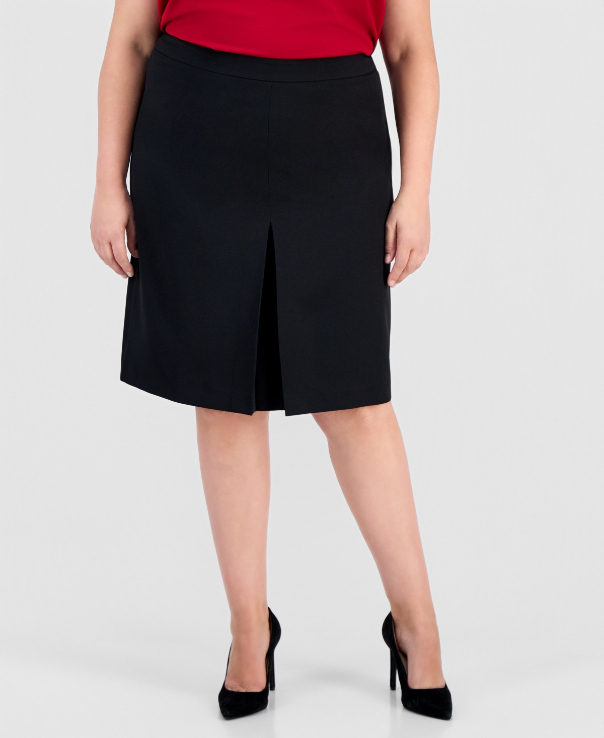 Kasper Plus Stretch Crepe A-Line Skirt
