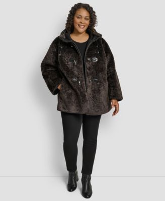 Plus Size Hooded Toggle Coat