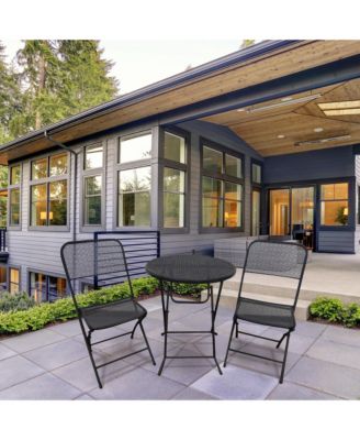 Padova Foldable 3 Piece Steel Bistro Dining Set, Black