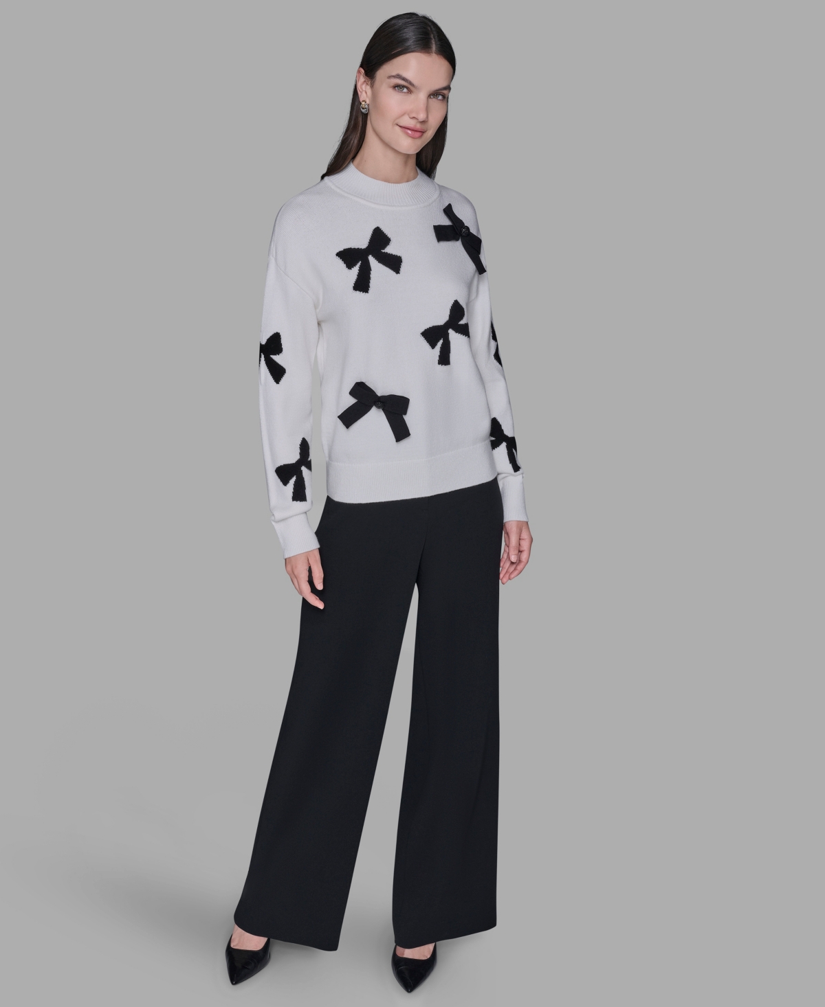 Karl Lagerfeld Women's All-over Bow Sweater In Multi