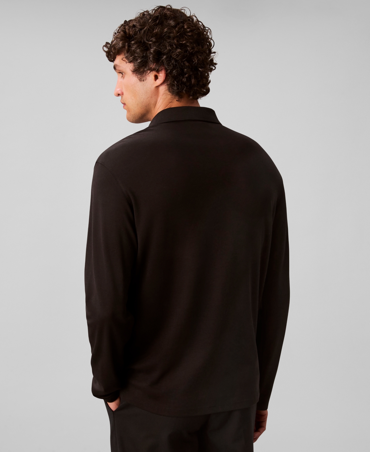 Calvin Klein Men's Long Sleeve Polo Shirt In Black