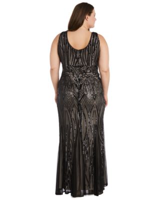 Plus Size Beaded Contrast Lining Dress