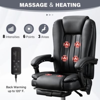 Massage Office Chair with Heat and 6 Vibration Points,Executive Office Chair with Foot Rest and Padded Armrests