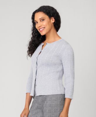 Women's Textured Rib Crewneck Cardigan