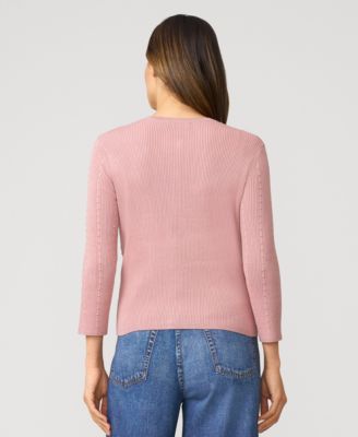 Women's Textured Rib Crewneck Cardigan