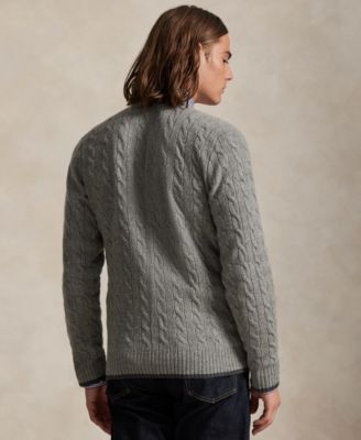 Men's Cable-Knit Wool-Cashmere Cardigan Sweater