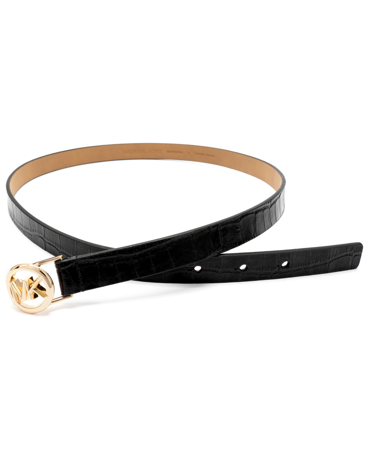 Michael Kors Logo Skinny Leather Belt In Multi