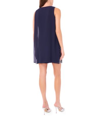 Petite V-Neck Sleeveless Beaded Dress