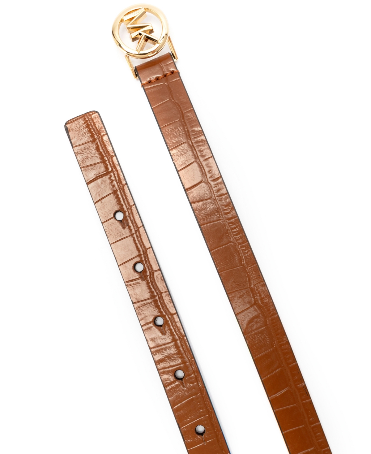 Michael Kors Logo Skinny Leather Belt In Brown