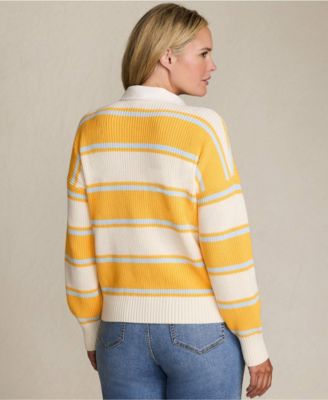 Plus Size Drifter Rugby with Woven Collar Sweater