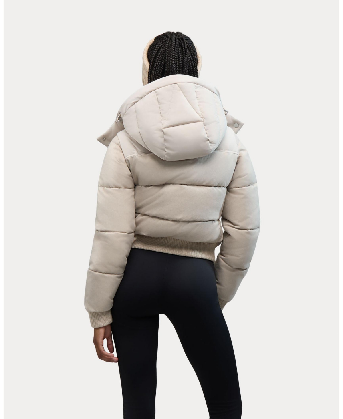 Alpenhaus Pariset Cropped Puffer Bomber With Detachable Sleeves In Neutral