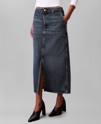 Women's Denim Maxi Carpenter Skirt