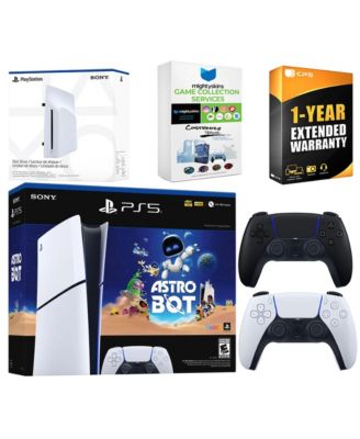 PlayStation 5 Astro Bot Slim Digital Bundle with Disc Drive, Extra Controller, MightySkins Game Collection Services and 1 Year Extended Warranty