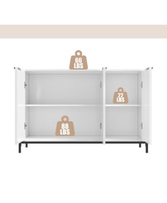 Modern Storage Cabinet with Adjustable Shelves, 49IN Accent Cabinet with 3 Doors, Decorative Cabinets for Living Room, Kitchen, Office