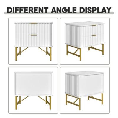 2-Drawer Nightstand with Metal Base