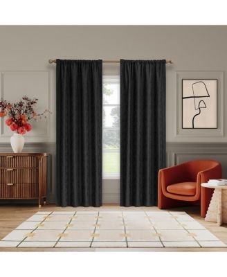 Belmont Floral Jacquard 100% Blackout Rod Pocket Curtain Panel