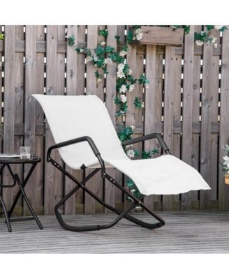 - Rocking Chaise Lounge Chair - 400lb Sunbathing Lounger - White