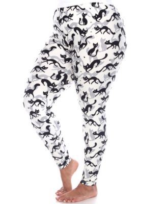 Plus Size Cat Print Legging Pants, 2-Pack
