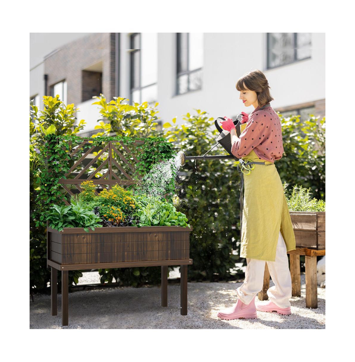 Chic Crate Outsunny Raised Garden Bed with Trellis